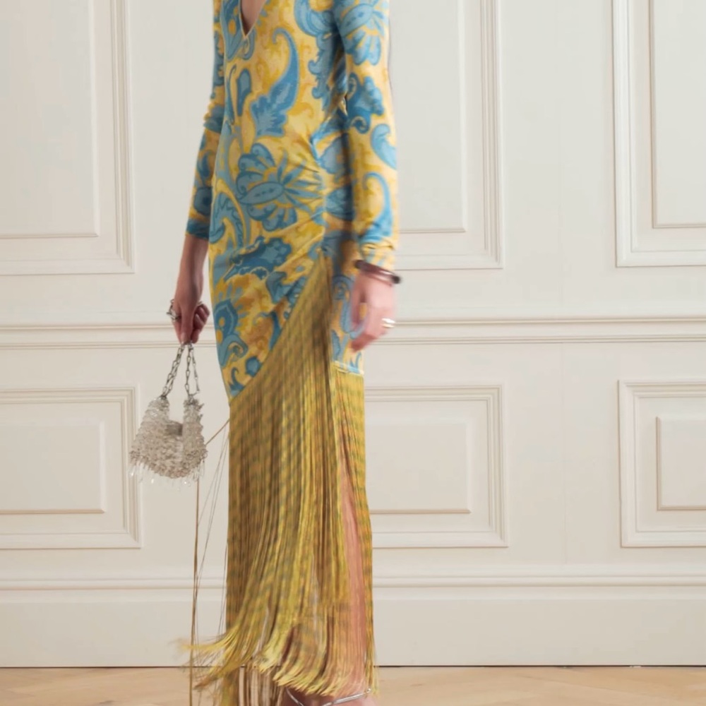 ETRO yellow & blue fringe maxi dress - sold out - 38 - Picture 9 of 13